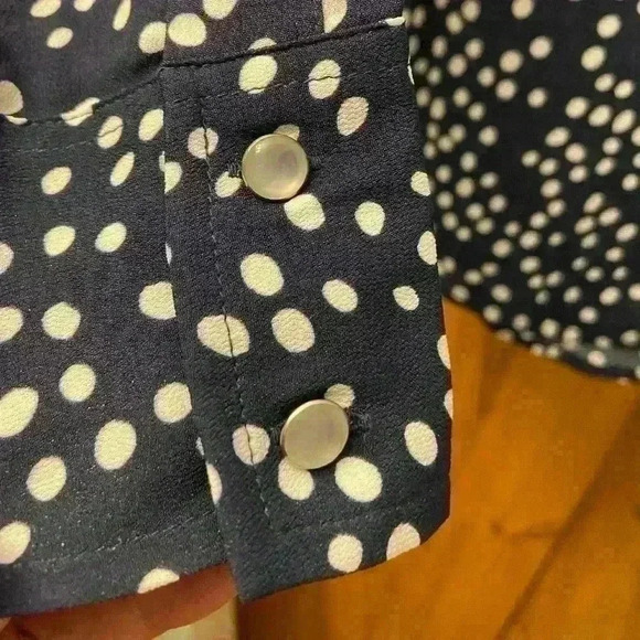 Free People X Sandrine Rose Navy Polka Dot Anchor Button Down -Small NWT - Picture 3 of 7